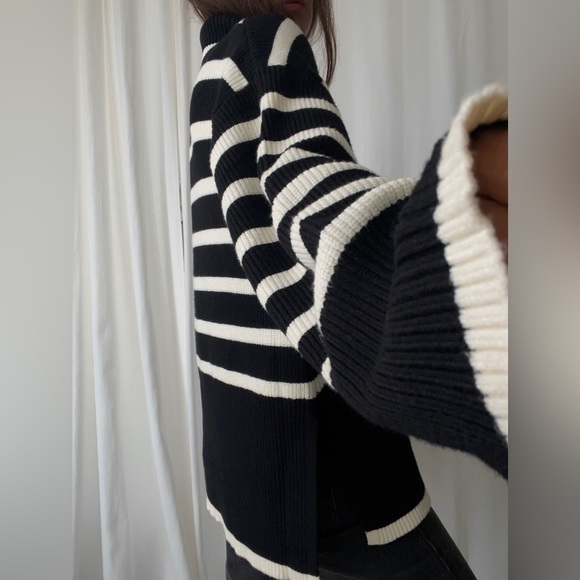 SYLVIE STRIPED SWEATER — In Black - Picture 4 of 9